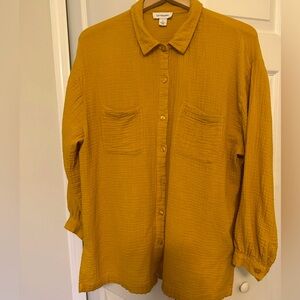 Calligraphie Mustard yellow, 100% cotton  Blouse. Size XL